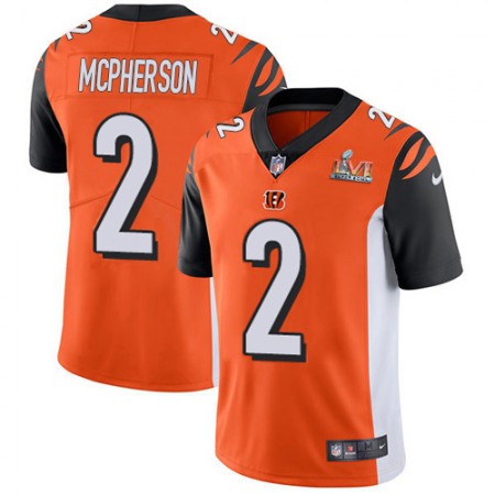 Nike Bengals #2 Evan McPherson Orange Alternate Super Bowl LVI Patch Men's Stitched NFL Vapor Untouchable Limited Jersey