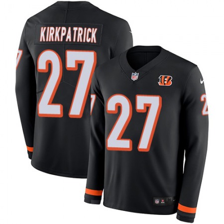 Nike Bengals #27 Dre Kirkpatrick Black Team Color Men's Stitched NFL Limited Therma Long Sleeve Jersey