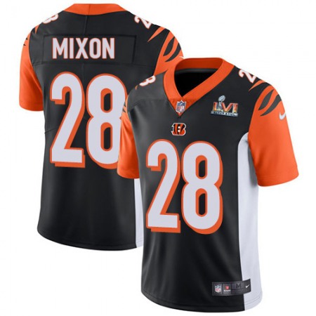 Nike Bengals #28 Joe Mixon Orange Black Team Color Super Bowl LVI Patch Men's Stitched NFL Vapor Untouchable Limited Jersey