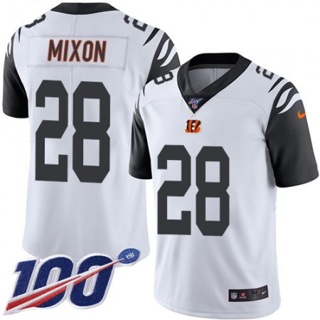 Nike Bengals #28 Joe Mixon White Men's Stitched NFL Limited Rush 100th Season Jersey