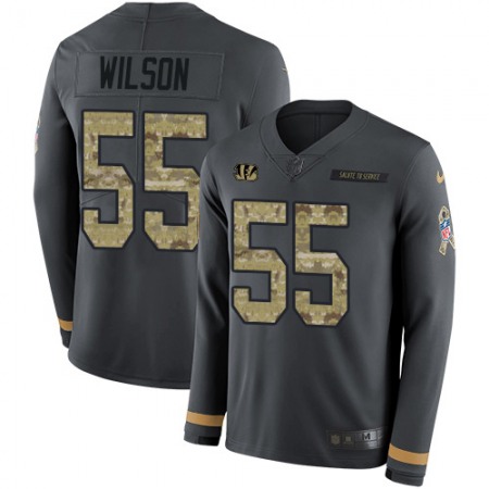 Nike Bengals #55 Logan Wilson Anthracite Salute to Service Men's Stitched NFL Limited Therma Long Sleeve Jersey