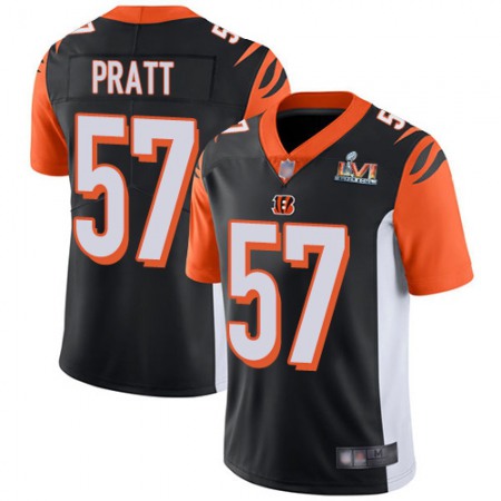 Nike Bengals #57 Germaine Pratt Black Team Color Super Bowl LVI Patch Men's Stitched NFL Vapor Untouchable Limited Jersey