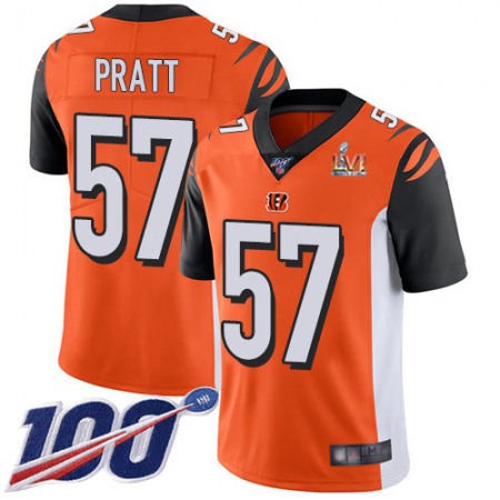 Nike Bengals #57 Germaine Pratt Orange Super Bowl LVI Patch Alternate Men's Stitched NFL 100th Season Vapor Limited Jersey