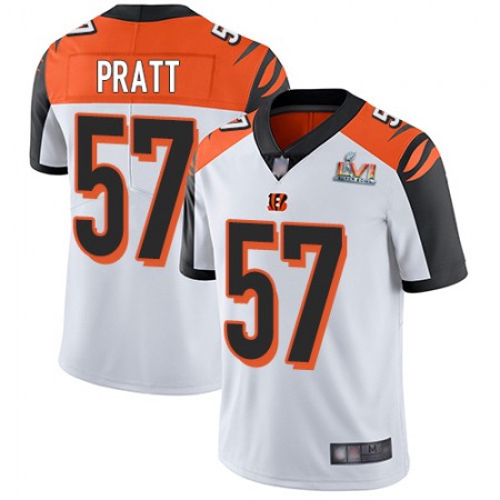 Nike Bengals #57 Germaine Pratt White Super Bowl LVI Patch Men's Stitched NFL Vapor Untouchable Limited Jersey