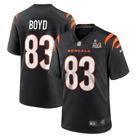 Cincinnati Bengals #83 Tyler Boyd Black Super Bowl LVI Patch Nike Game Jersey