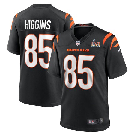 Cincinnati Bengals #85 Tee Higgins Black Super Bowl LVI Patch Nike Game Jersey