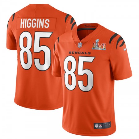 Cincinnati Bengals #85 Tee Higgins Orange Super Bowl LVI Patch Men's Nike Alternate Vapor Limited Jersey