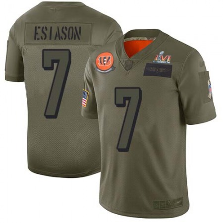 Nike Bengals #7 Boomer Esiason Camo Super Bowl LVI Patch Men's Stitched NFL Limited 2019 Salute To Service Jersey