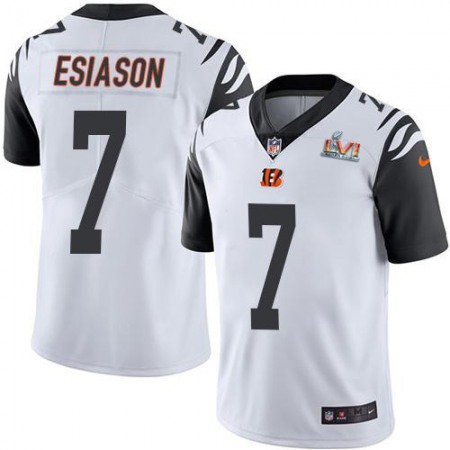 Nike Bengals #7 Boomer Esiason White Super Bowl LVI Patch Men's Stitched NFL Limited Rush Jersey