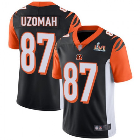 Nike Bengals #87 C.J. Uzomah Black Team Color Super Bowl LVI Patch Men's Stitched NFL Vapor Untouchable Limited Jersey