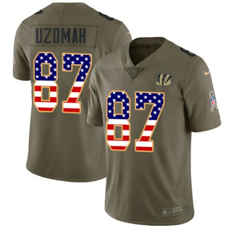 Nike Bengals #87 C.J. Uzomah Olive/USA Flag Men's Stitched NFL Limited 2017 Salute To Service Jersey