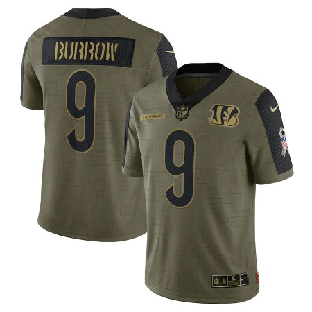 Cincinnati Bengals #9 Joe Burrow Olive Nike 2021 Salute To Service Limited Player Jersey