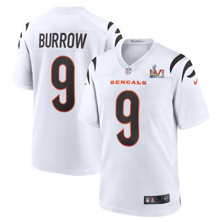 Cincinnati Bengals #9 Joe Burrow White Super Bowl LVI Patch Nike Game Jersey