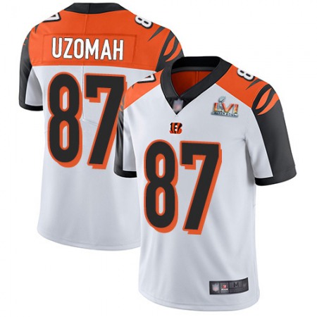 Nike Bengals #87 C.J. Uzomah White Super Bowl LVI Patch Men's Stitched NFL Vapor Untouchable Limited Jersey