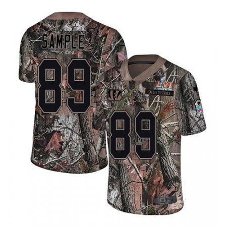 Nike Bengals #89 Drew Sample Camo Super Bowl LVI Patch Men's Stitched NFL Limited Rush Realtree Jersey