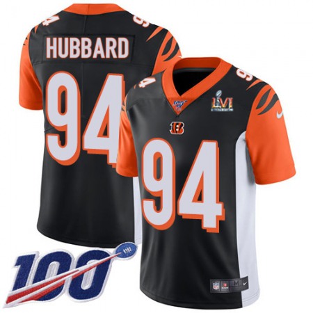 Nike Bengals #94 Sam Hubbard Black Team Color Super Bowl LVI Patch Men's Stitched NFL 100th Season Vapor Limited Jersey