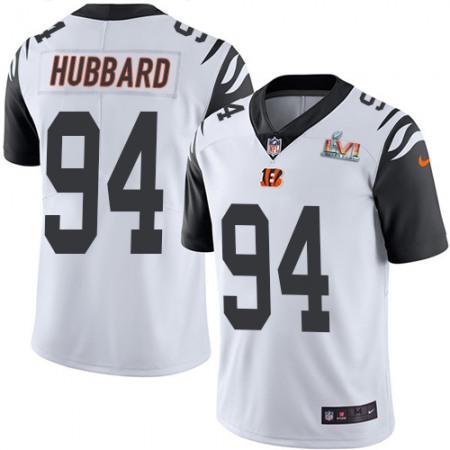 Nike Bengals #94 Sam Hubbard White Super Bowl LVI Patch Men's Stitched NFL Limited Rush Jersey