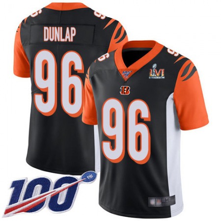 Nike Bengals #96 Carlos Dunlap Black Team Color Super Bowl LVI Patch Men's Stitched NFL 100th Season Vapor Limited Jersey