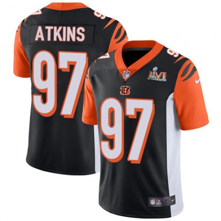 Nike Bengals #97 Geno Atkins Black Team Color Super Bowl LVI Patch Men's Stitched NFL Vapor Untouchable Limited Jersey