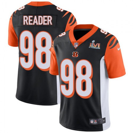 Nike Bengals #98 D.J. Reader Black Team Color Super Bowl LVI Patch Men's Stitched NFL Vapor Untouchable Limited Jersey