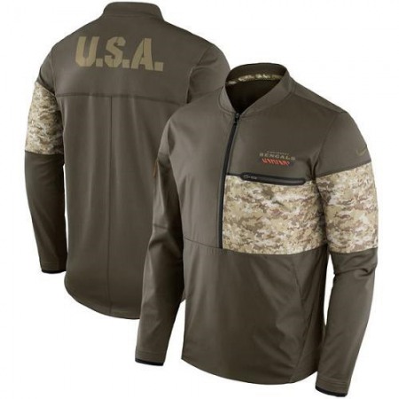 Men's Cincinnati Bengals Nike Olive Salute to Service Sideline Hybrid Half-Zip Pullover Jacket