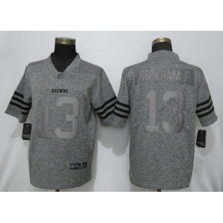 Nike Browns #13 Odell Beckham Jr Gray Men's Stitched NFL Limited Gridiron Gray Jersey