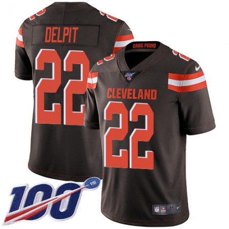 Nike Browns #22 Grant Delpit Brown Team Color Men's Stitched NFL 100th Season Vapor Untouchable Limited Jersey