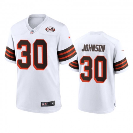 Men's Browns #30 D'Ernest Johnson Nike 1946 Collection Alternate Game Limited NFL Jersey - White