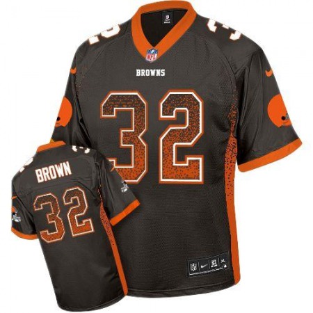 Nike Browns #32 Jim Brown Brown Team Color Men's Stitched NFL Elite Drift Fashion Jersey