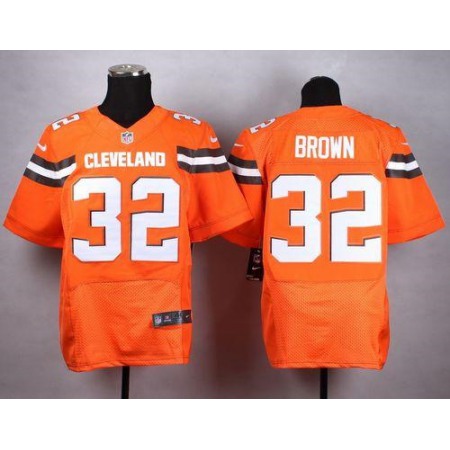 Nike Browns #32 Jim Brown Orange Alternate Men's Stitched NFL New Elite Jersey