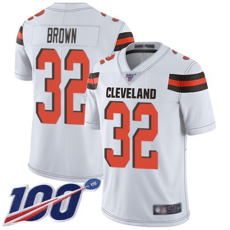 Nike Browns #32 Jim Brown White Men's Stitched NFL 100th Season Vapor Limited Jersey