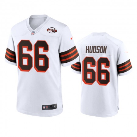 Men's Browns #66 James Hudson Nike 1946 Collection Alternate Game Limited NFL Jersey - White