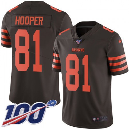 Nike Browns #81 Austin Hooper Brown Men's Stitched NFL Limited Rush 100th Season Jersey