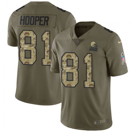 Nike Browns #81 Austin Hooper Olive/Camo Men's Stitched NFL Limited 2017 Salute To Service Jersey