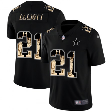 Dallas Cowboys #21 Ezekiel Elliott Carbon Black Vapor Statue Of Liberty Limited NFL Jersey