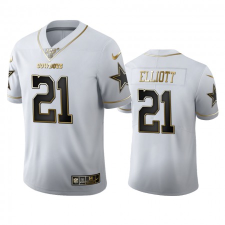 Dallas Cowboys #21 Ezekiel Elliott Men's Nike White Golden Edition Vapor Limited NFL 100 Jersey