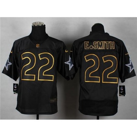 Nike Cowboys #22 Emmitt Smith Black Gold No. Fashion Men's Stitched NFL Elite Jersey