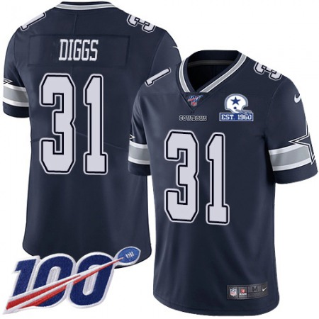 Nike Cowboys #31 Trevon Diggs Navy Blue Team Color Men's Stitched With Established In 1960 Patch NFL 100th Season Vapor Untouchable Limited Jersey