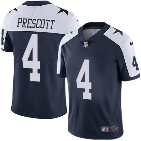 Nike Cowboys #4 Dak Prescott Navy Blue Thanksgiving Men's Stitched NFL Vapor Untouchable Limited Throwback Jersey