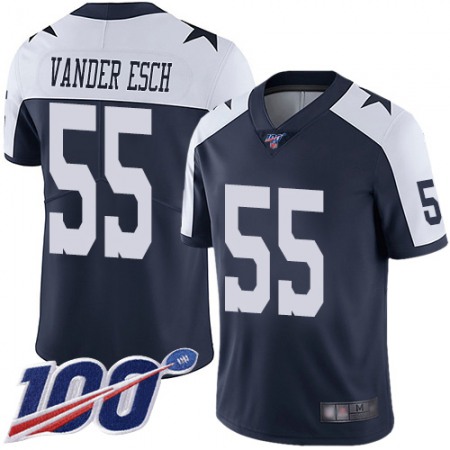 Nike Cowboys #55 Leighton Vander Esch Navy Blue Thanksgiving Men's Stitched NFL 100th Season Vapor Throwback Limited Jersey