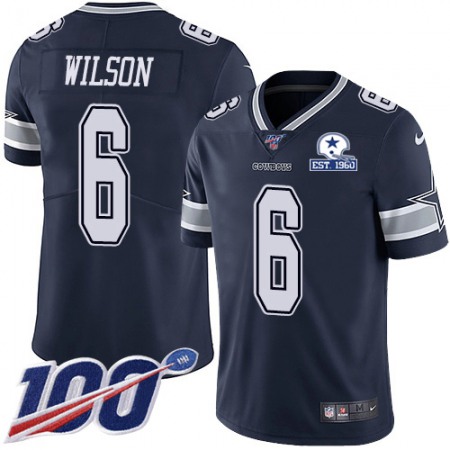 Nike Cowboys #6 Donovan Wilson Navy Blue Team Color Men's Stitched With Established In 1960 Patch NFL 100th Season Vapor Untouchable Limited Jersey