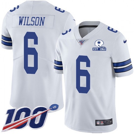 Nike Cowboys #6 Donovan Wilson White Men's Stitched With Established In 1960 Patch NFL 100th Season Vapor Untouchable Limited Jersey