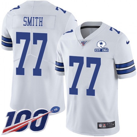 Nike Cowboys #77 Tyron Smith White Men's Stitched With Established In 1960 Patch NFL 100th Season Vapor Untouchable Limited Jersey