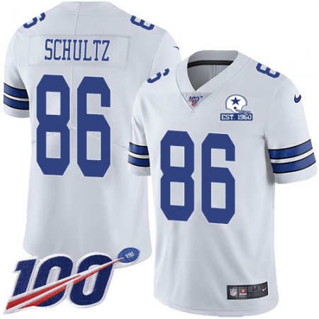 Nike Cowboys #86 Dalton Schultz White Men's Stitched With Established In 1960 Patch NFL 100th Season Vapor Untouchable Limited Jersey