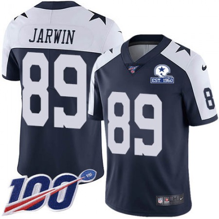 Nike Cowboys #89 Blake Jarwin Navy Blue Thanksgiving Men's Stitched With Established In 1960 Patch NFL 100th Season Vapor Untouchable Limited Throwback Jersey