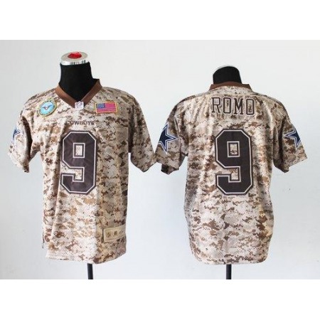 Nike Cowboys #9 Tony Romo Camo Men's Stitched NFL New Elite USMC Jersey