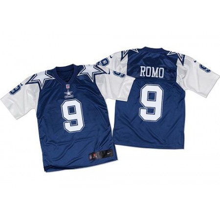 Nike Cowboys #9 Tony Romo Navy Blue/White Throwback Men's Stitched NFL Elite Jersey