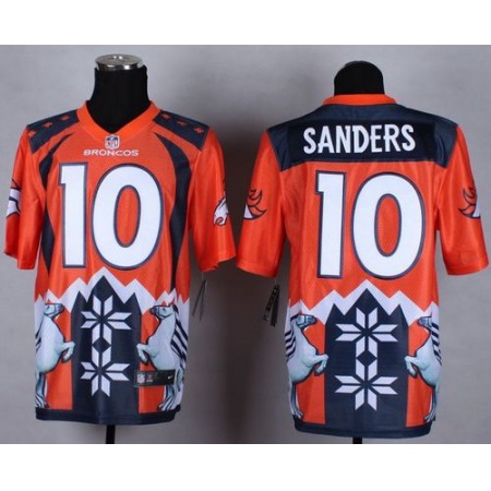 Nike Broncos #10 Emmanuel Sanders Orange Men's Stitched NFL Elite Noble Fashion Jersey