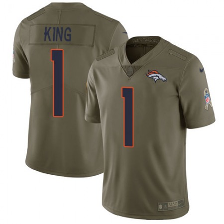 Nike Broncos #1 Marquette King Olive Men's Stitched NFL Limited 2017 Salute To Service Jersey