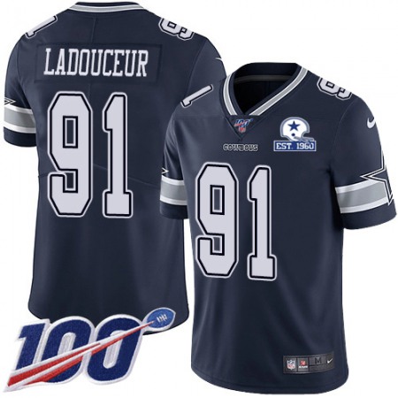 Nike Cowboys #91 L.P. Ladouceur Navy Blue Team Color Men's Stitched With Established In 1960 Patch NFL 100th Season Vapor Untouchable Limited Jersey